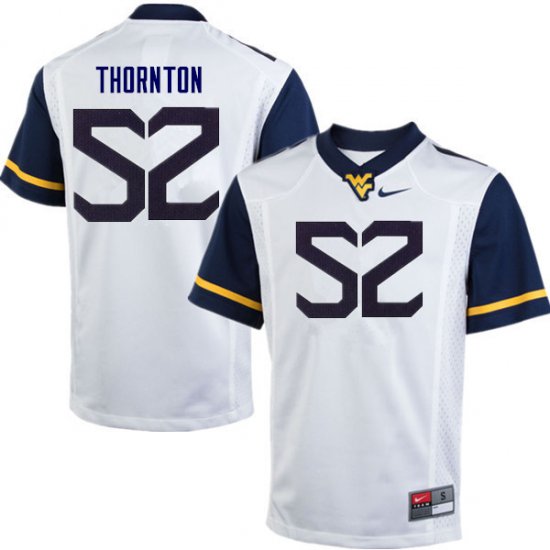 Men's West Virginia Mountaineers NCAA #52 Jalen Thornton White Authentic Nike Stitched College Football Jersey NL15F04GD